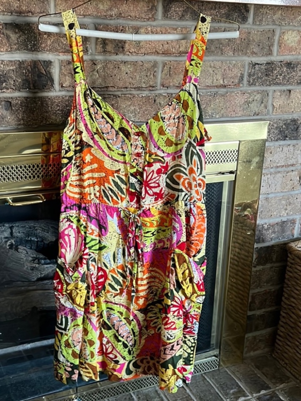 Joy Joy Size Small S Super cute patterned mini dress with pockets lot6063